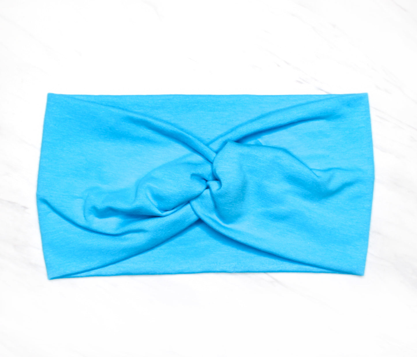 Wide Blue Solid Twist Headband, Cotton Spandex