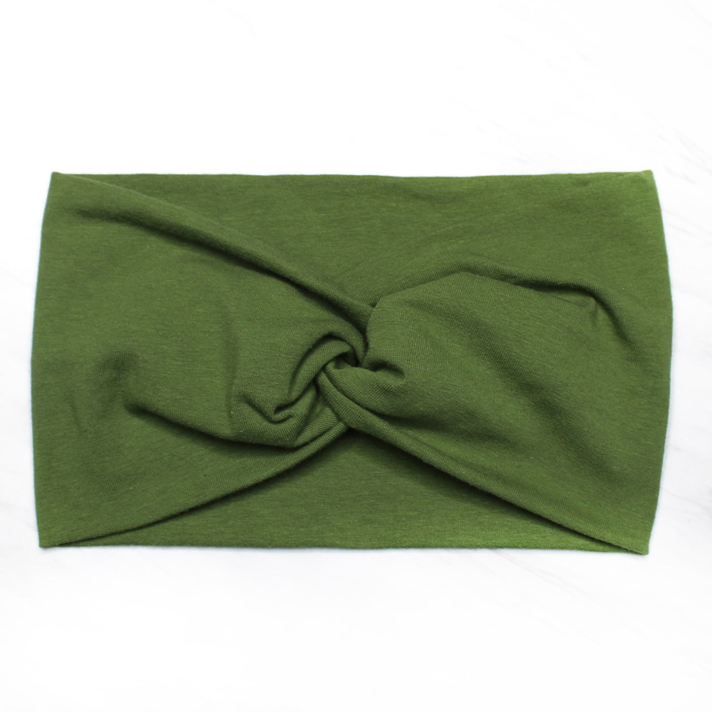 Wide Green Solid Twist Cotton Headband for Women