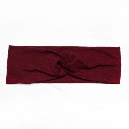 Solid Burgundy Twist Headband, Cotton Spandex