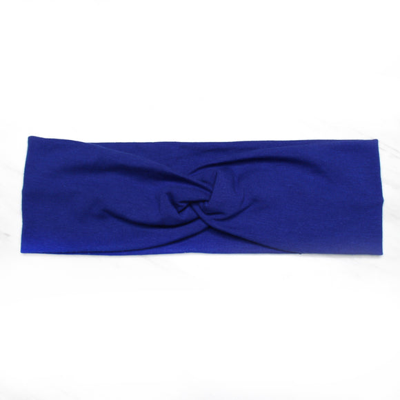 Solid True Blue Headband, Cotton Spandex