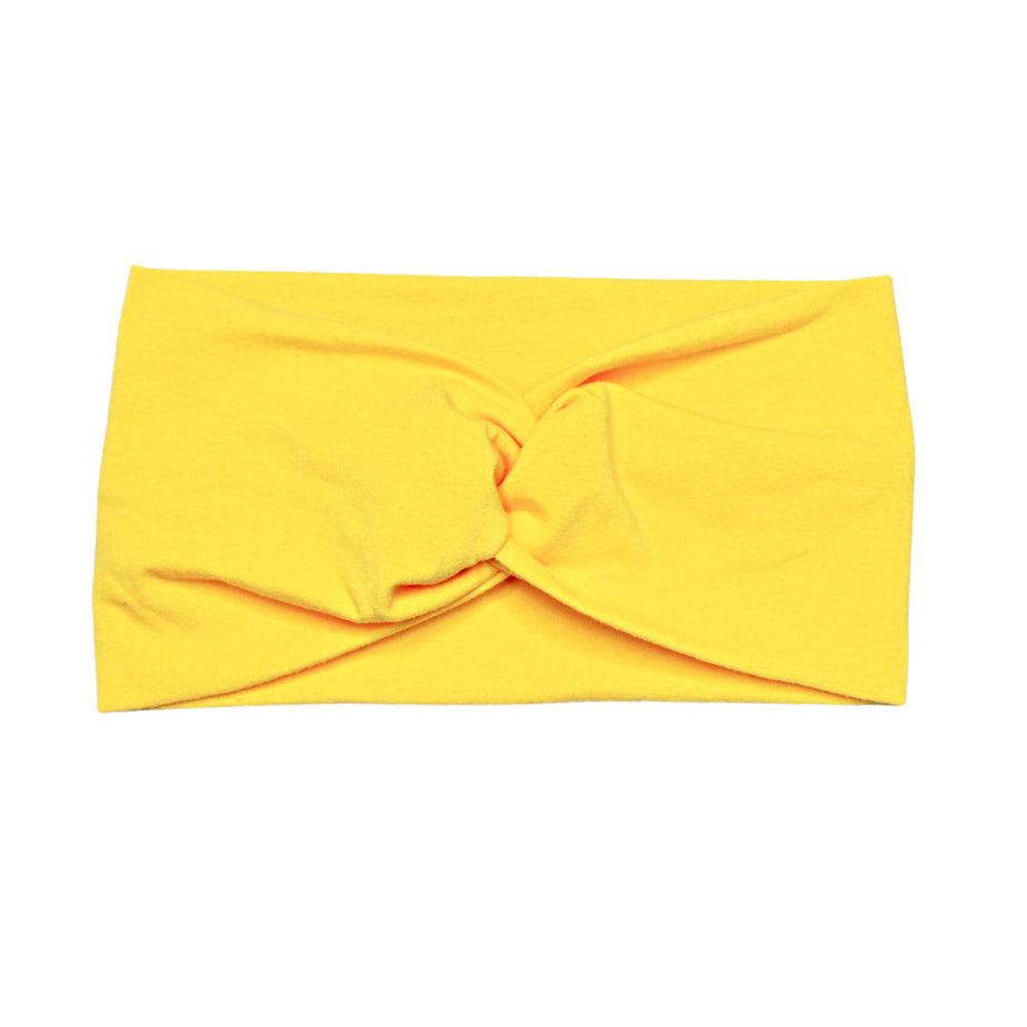 Wide Solid Yellow Headband, Cotton Spandex