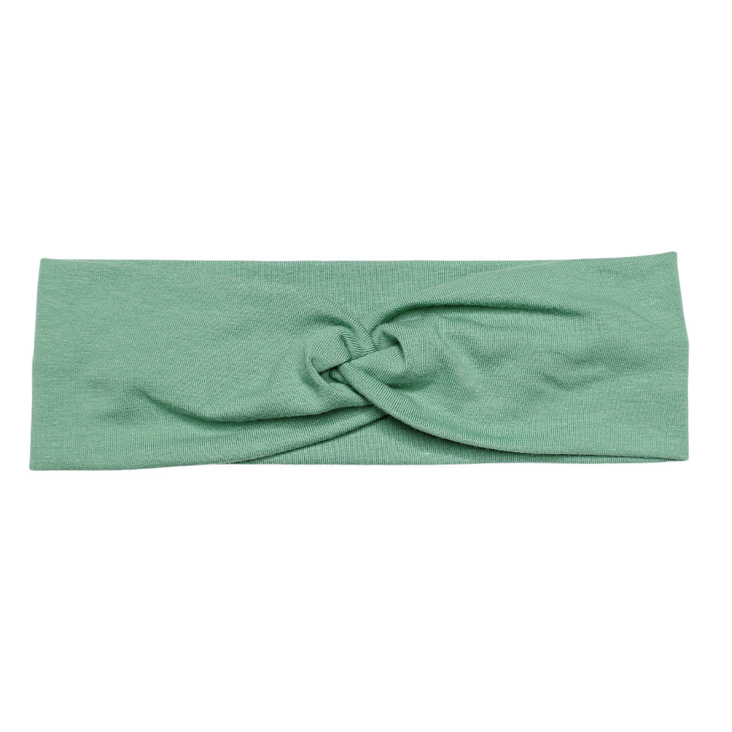 Green Solid Twist Cotton Headband for Women