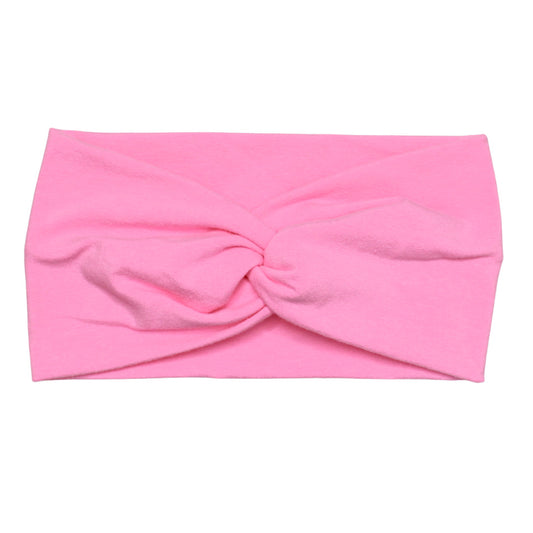 Wide Bubblegum Pink Solid Twist Headband, Cotton Spandex