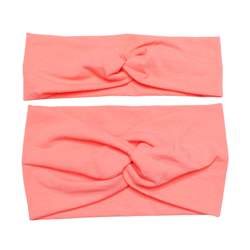 Wide Solid Coral Twist Headband, Cotton Spandex