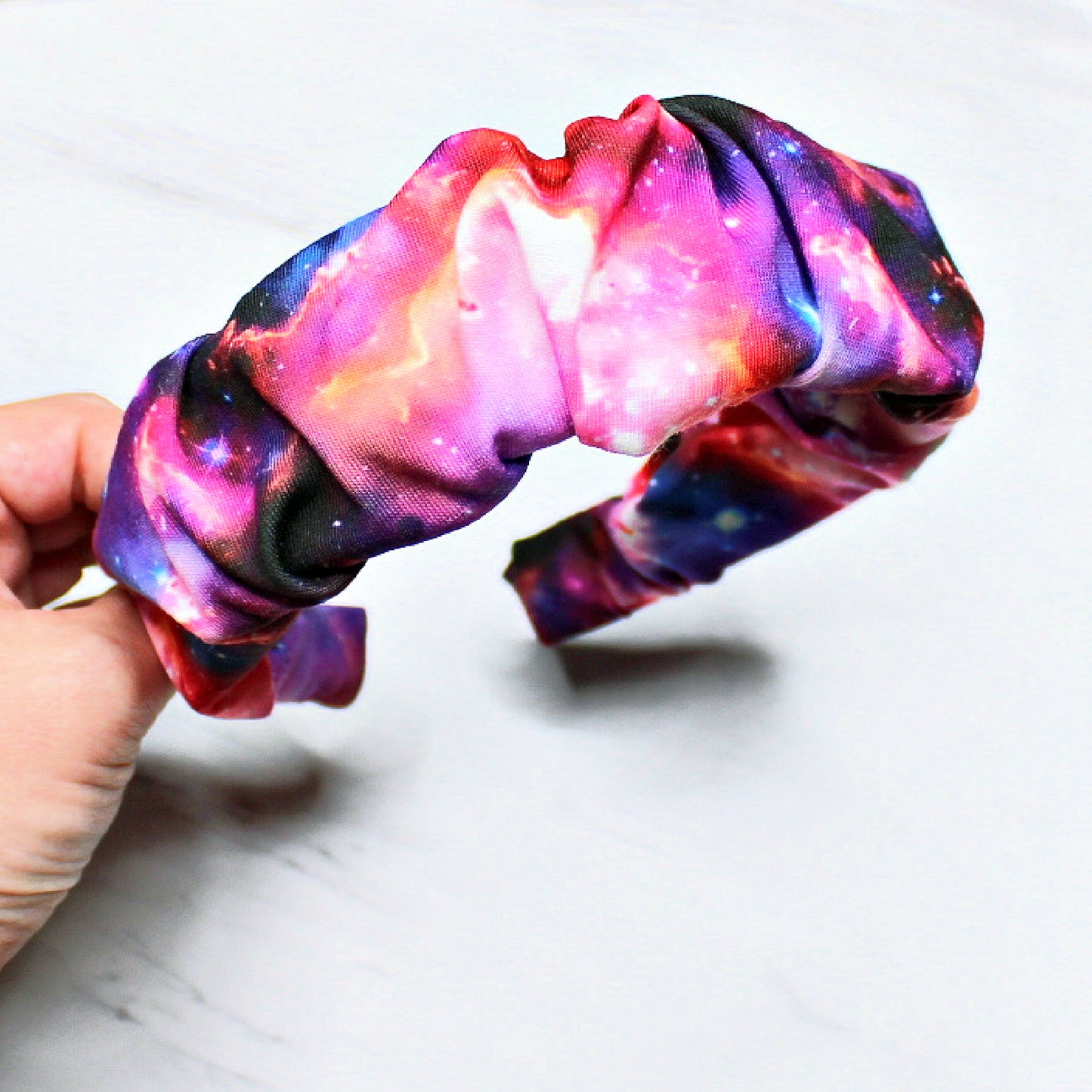 Scrunch Statement Hard Headband, Galaxy Print