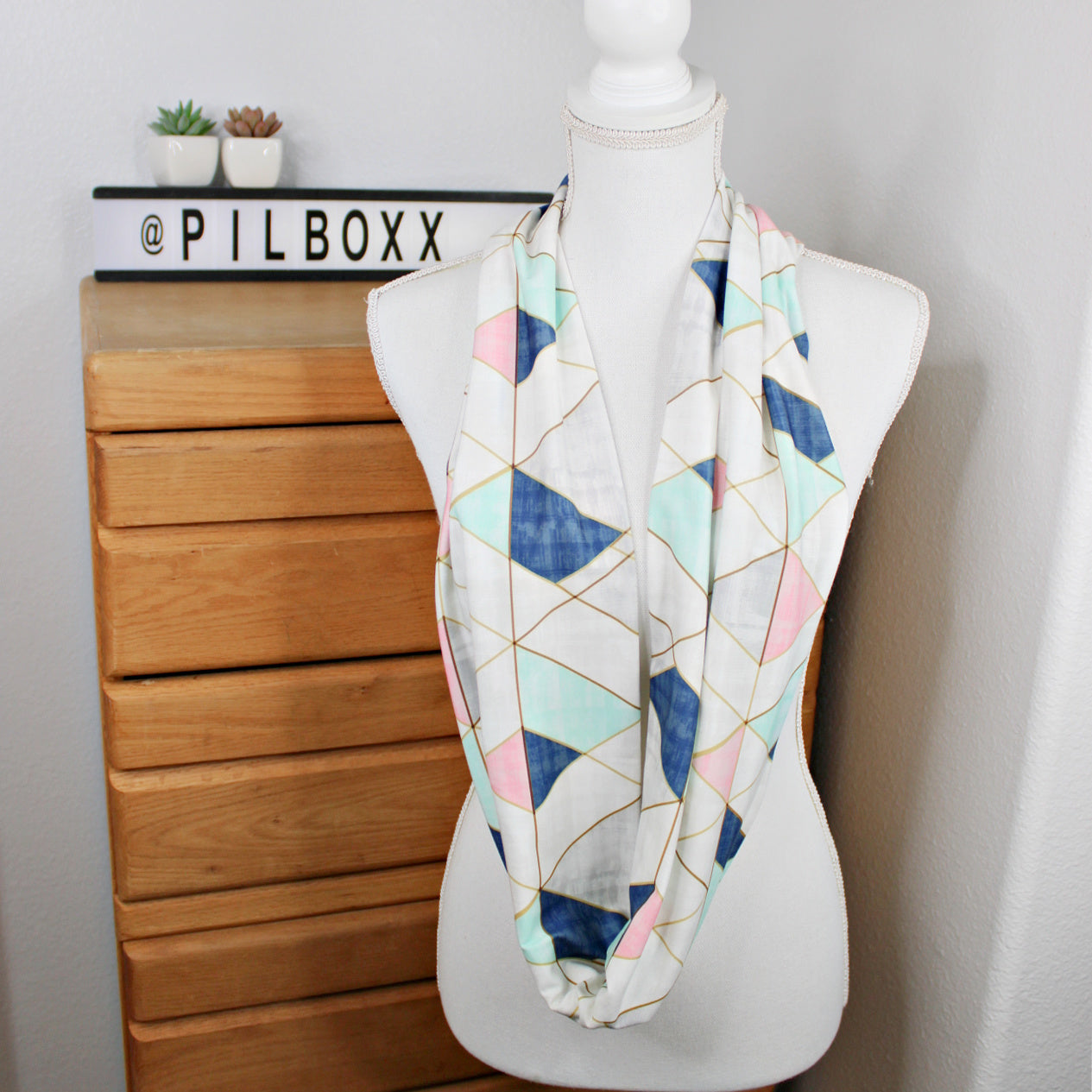 Pastel Geometric Infinity Scarf