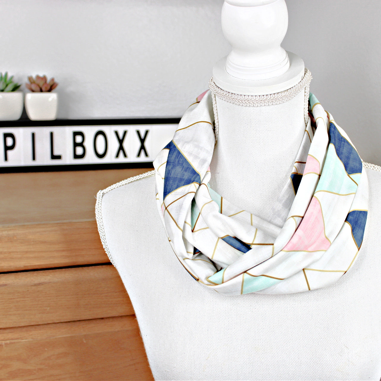 Pastel Geometric Infinity Scarf