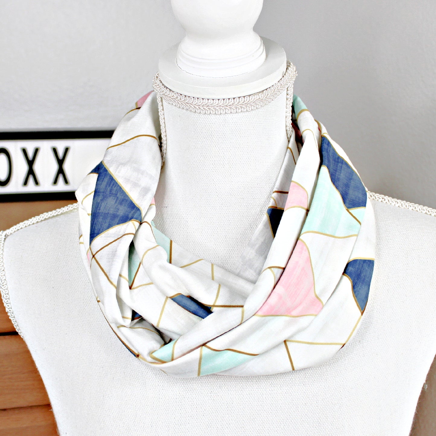 Pastel Geometric Infinity Scarf