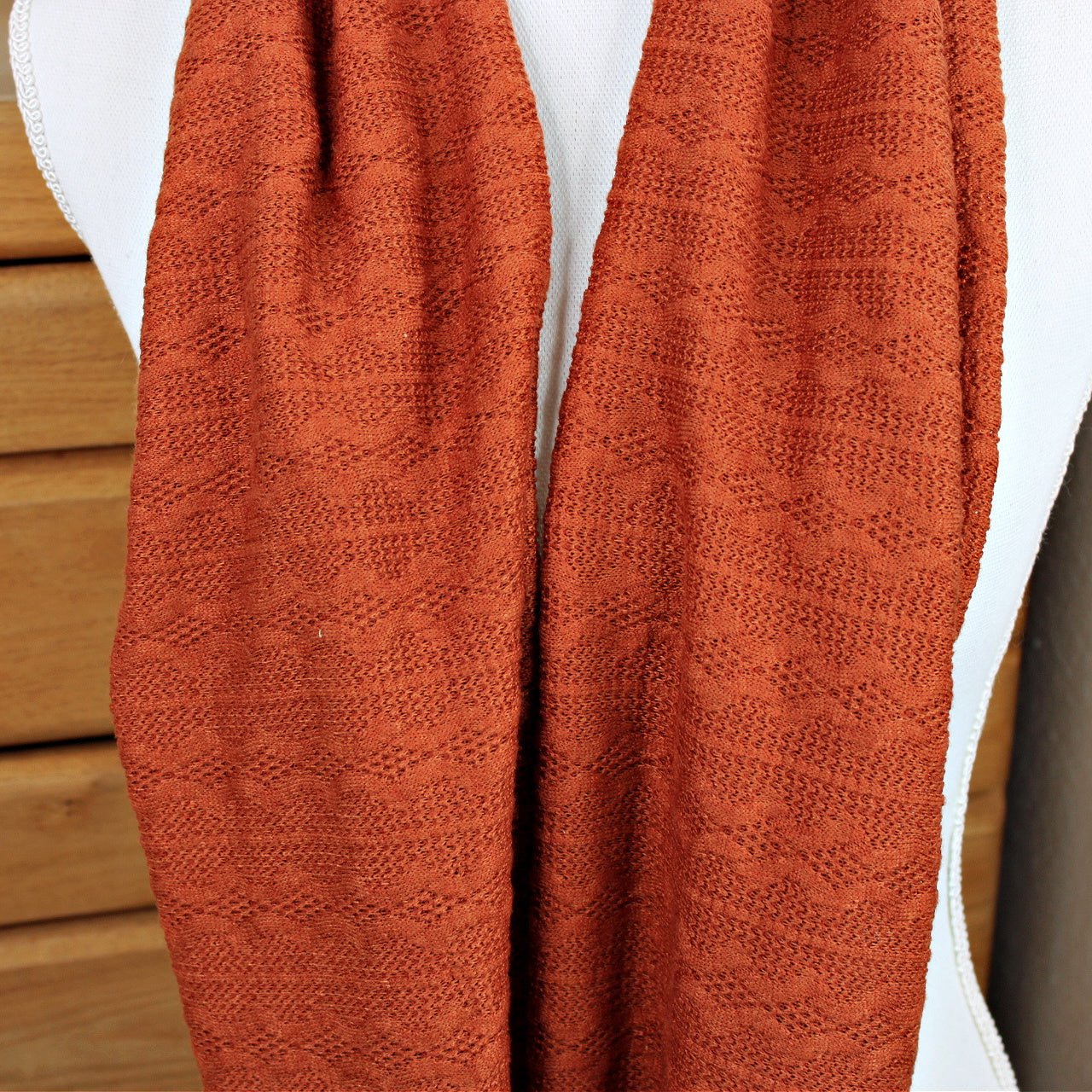 Rust Chunky Cable Knit Infinity Scarf