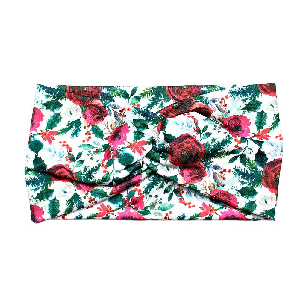 Wide Christmas Roses Headband