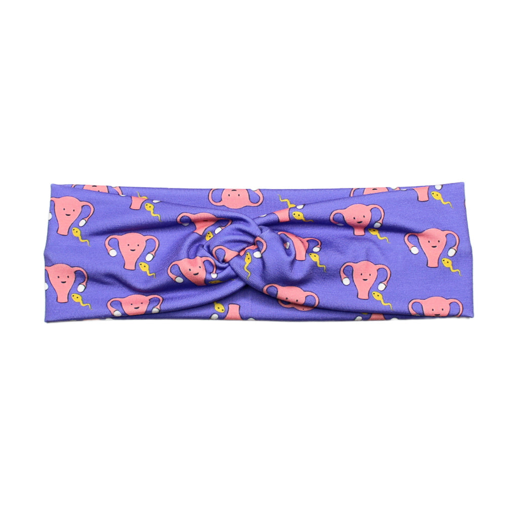 Funny Purple Happy Uterus and Sperm OBGYN Nurse Headband for Women