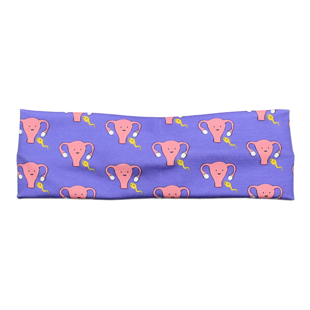 Funny Purple Happy Uterus and Sperm OBGYN Nurse Headband for Women