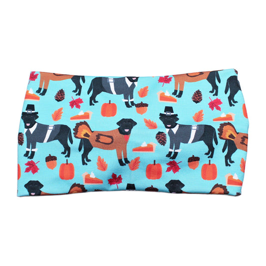 Wide Thanksgiving Labrador Dog Print Headband