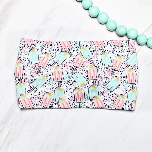 Wide Pastel Paint Splatter Ice Cream Headband for Women