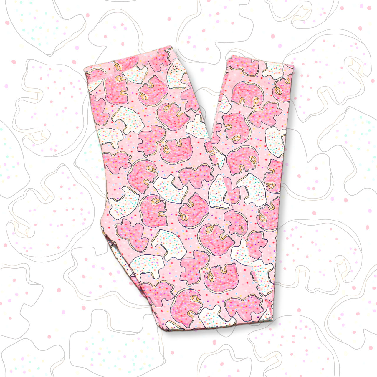 Pink Animal Cookie Leggings, Pajama Pants for Girls