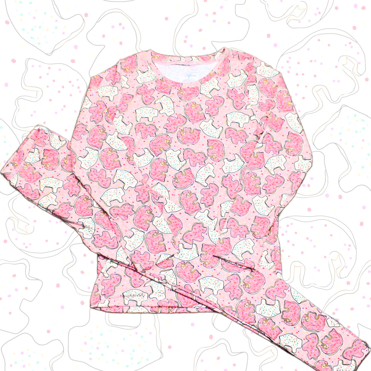 Pink Animal Cookie Loose Fit Pajama Pants for Girls