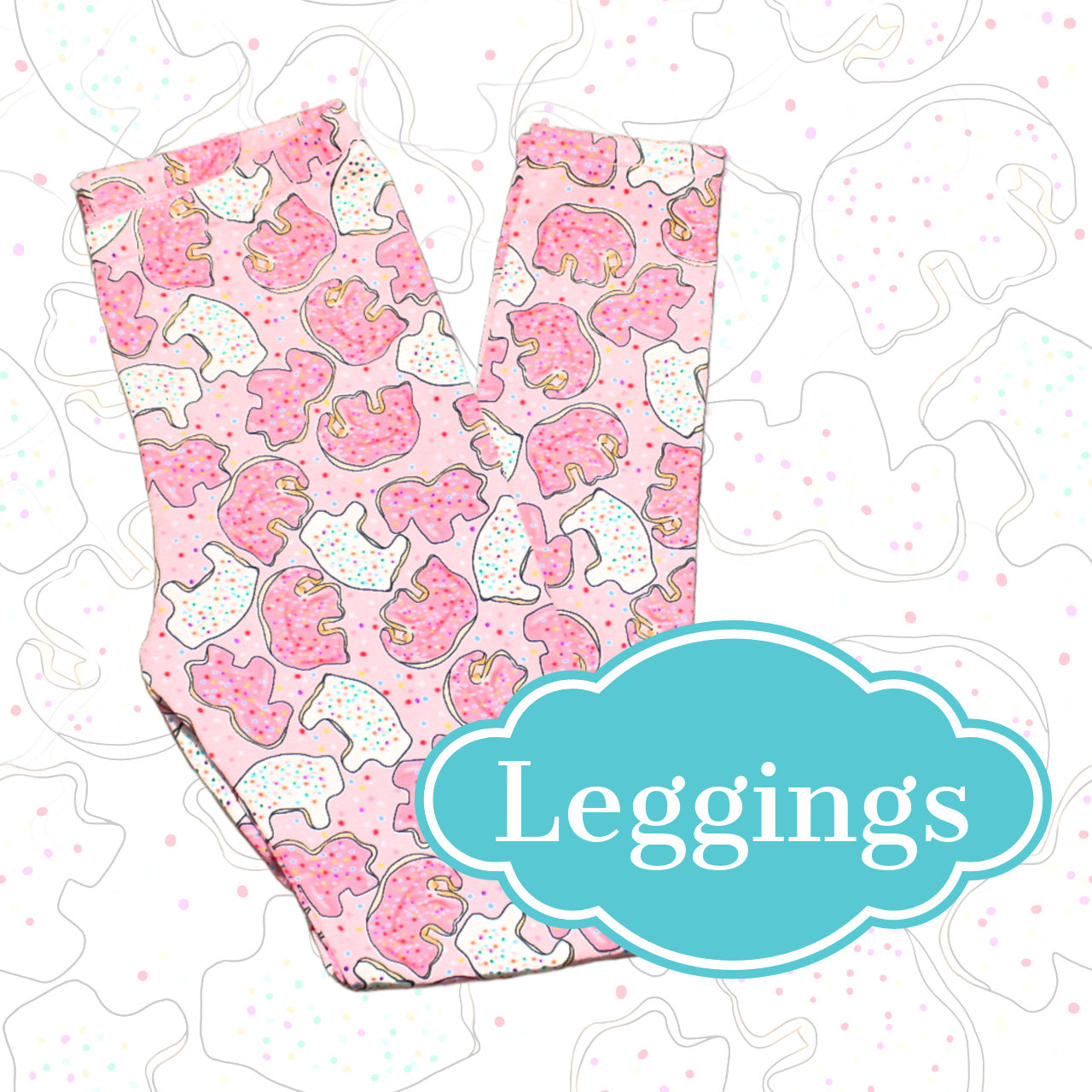 Pink Animal Cookie Leggings, Pajama Pants for Girls