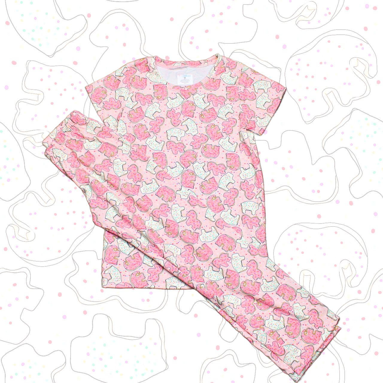 Pink Animal Cookie Leggings, Pajama Pants for Girls