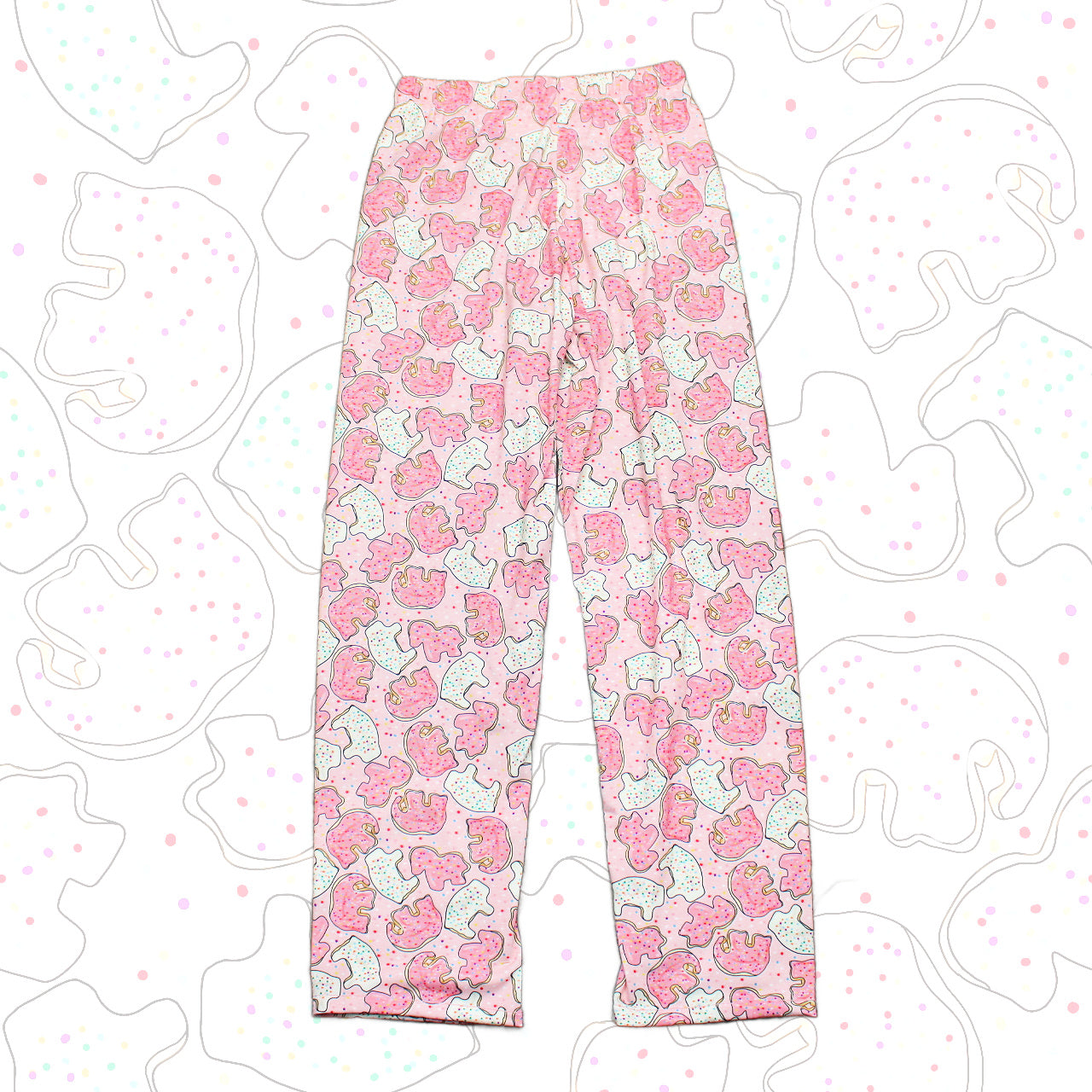 Pink Animal Cookie Loose Fit Pajama Pants for Girls