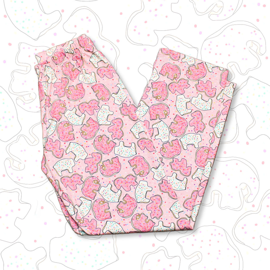 Pink Animal Cookie Loose Fit Pajama Pants for Girls