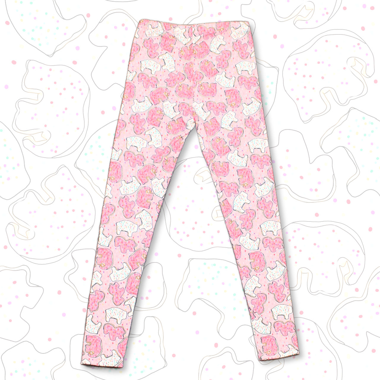 Pink Animal Cookie Leggings, Pajama Pants for Girls