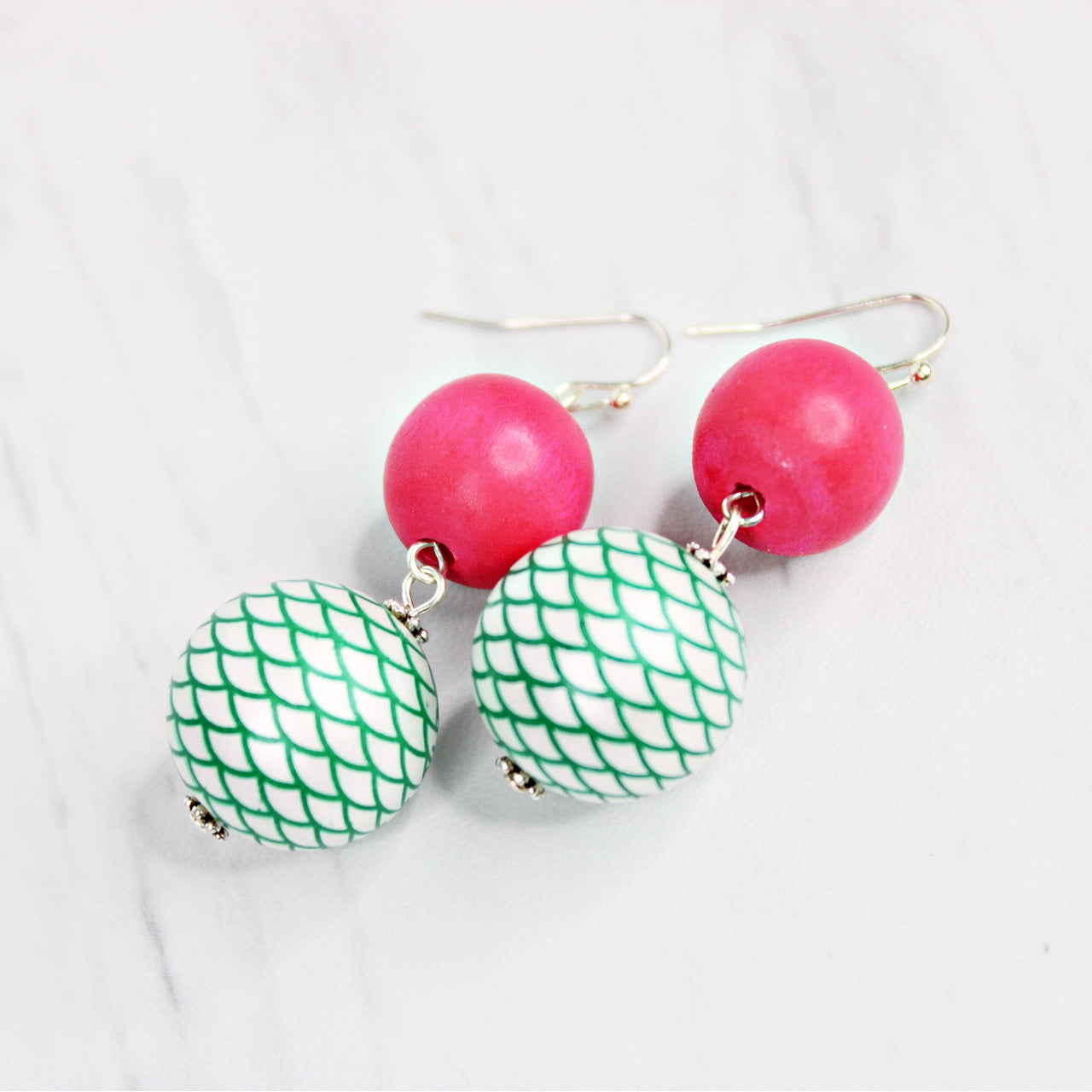 Hot Pink Mermaid Earrings