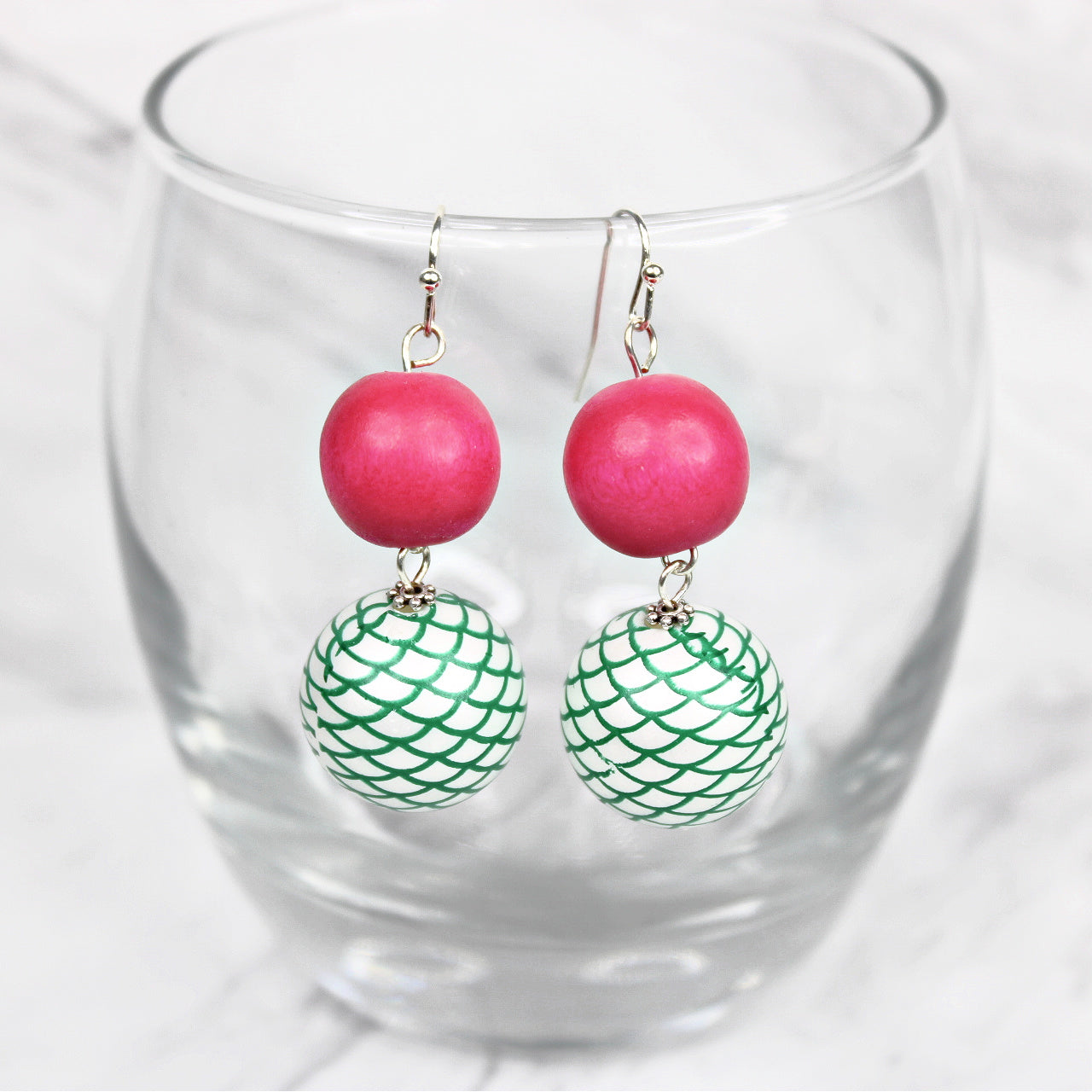 Hot Pink Mermaid Earrings