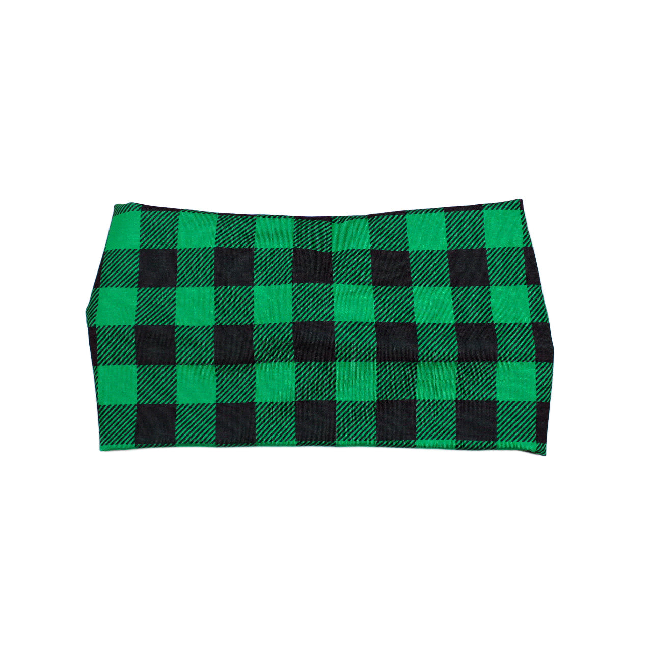 Wide Green and Black Buffalo Plaid Headband