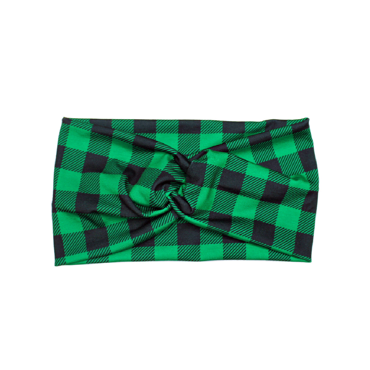 Wide Green and Black Buffalo Plaid Headband