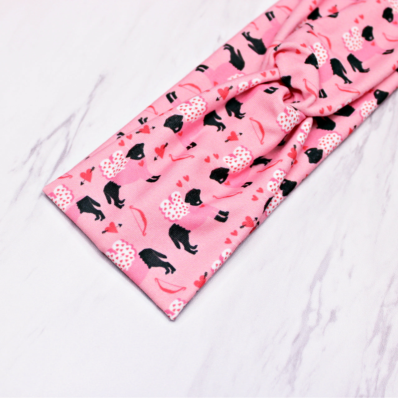 Pink Valentine Labrador Dog Print Headband