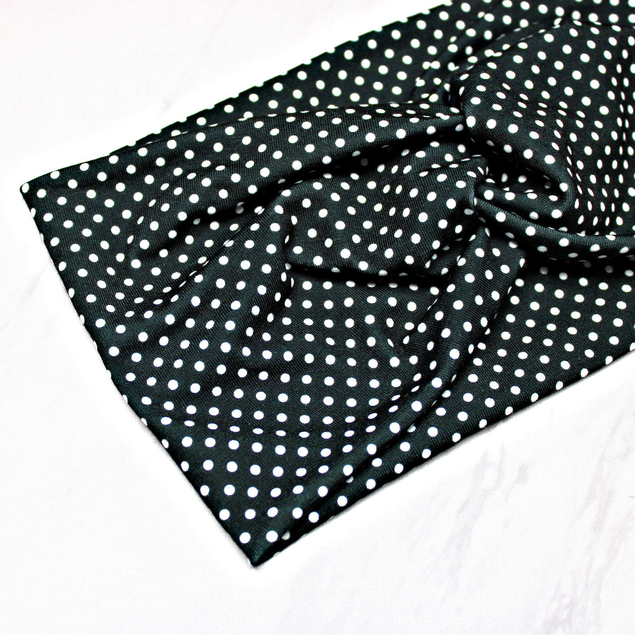 Wide Black and White Small Polka Dot Headband