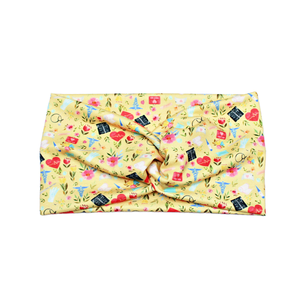 Yellow Nurse Print Headbands for Women