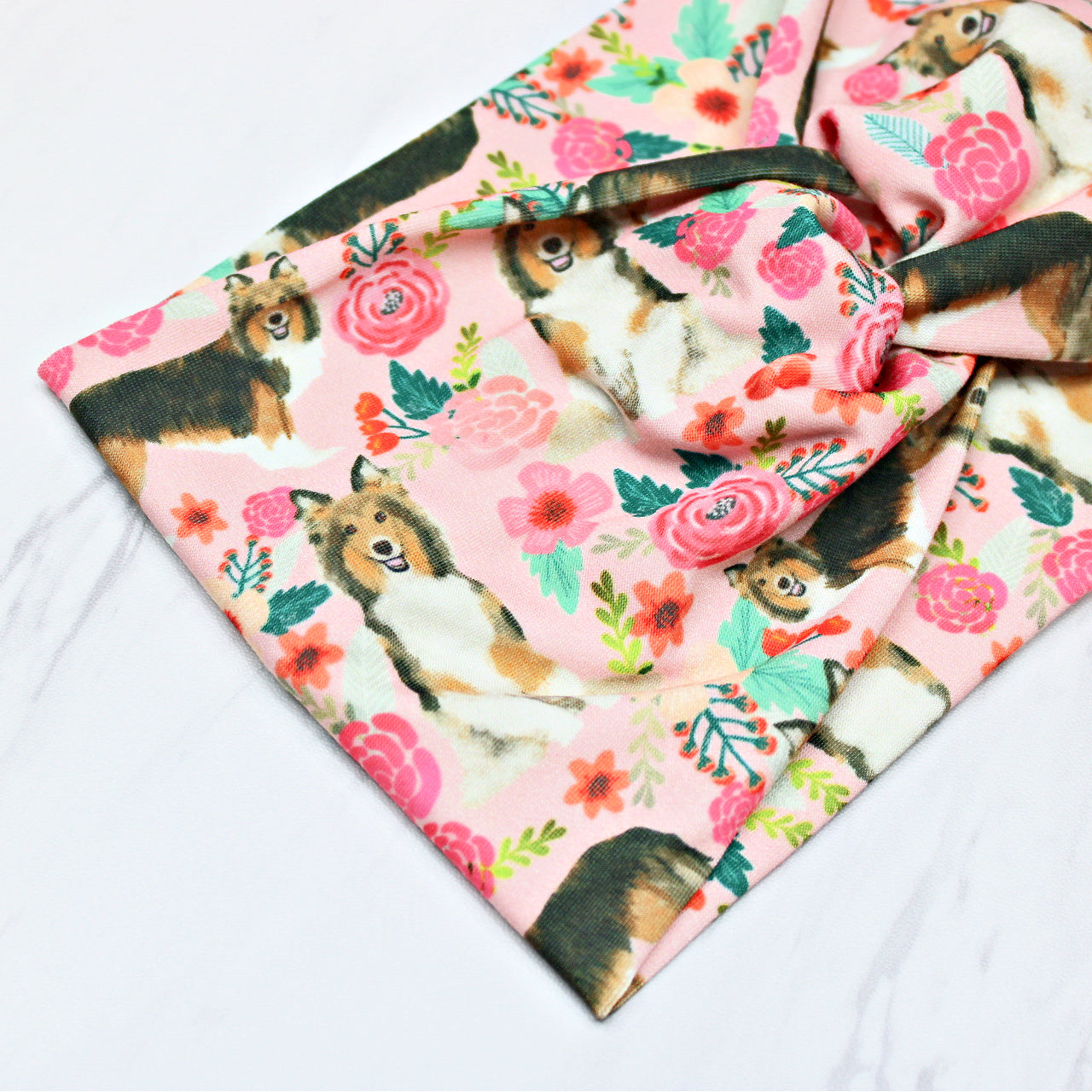 Wide Sheltie Dog Print Headband