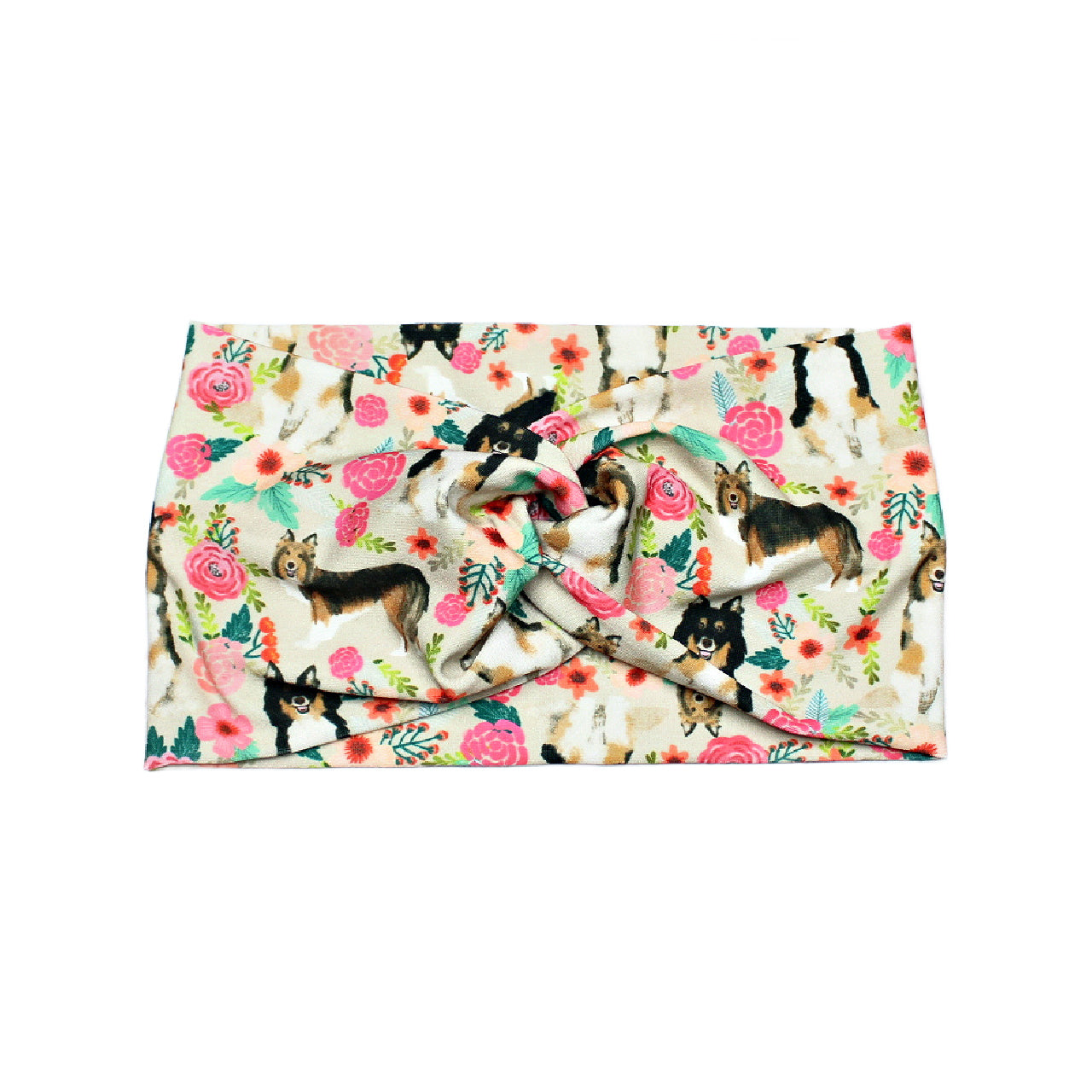 Wide Sheltie Dog Print Headband