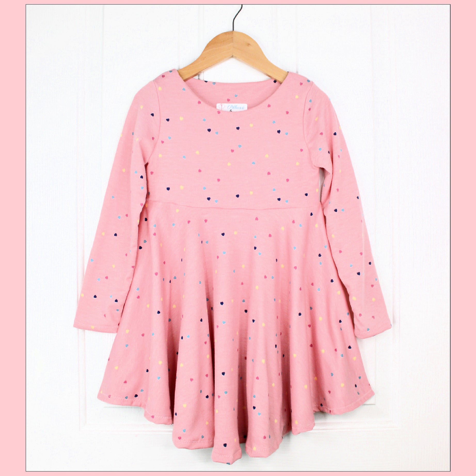 Pink Confetti Heart Dress for Girls