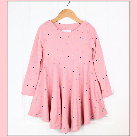 Pink Confetti Heart Dress for Girls