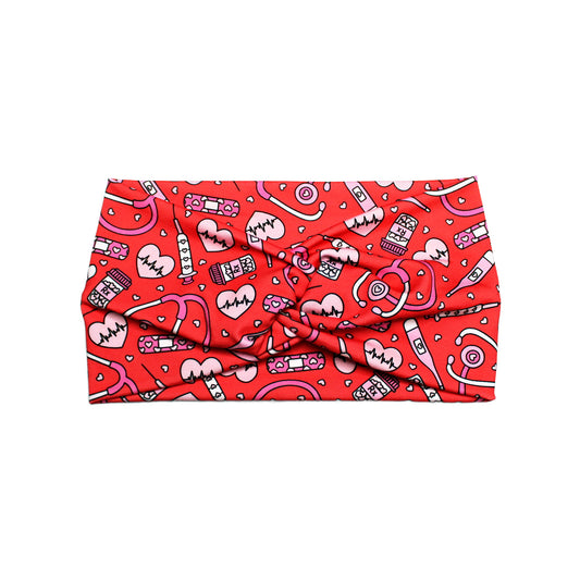 Wide Valentine's Nurse Print Headband