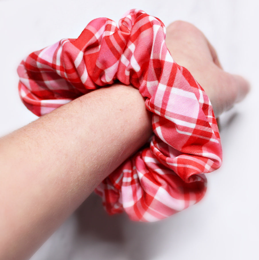 Valentine's Plaid Scrunchie