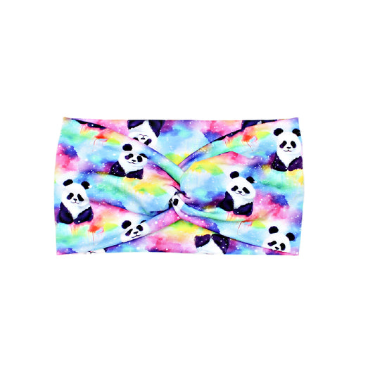 Wide Rainbow Panda Headband, Super Soft Collection