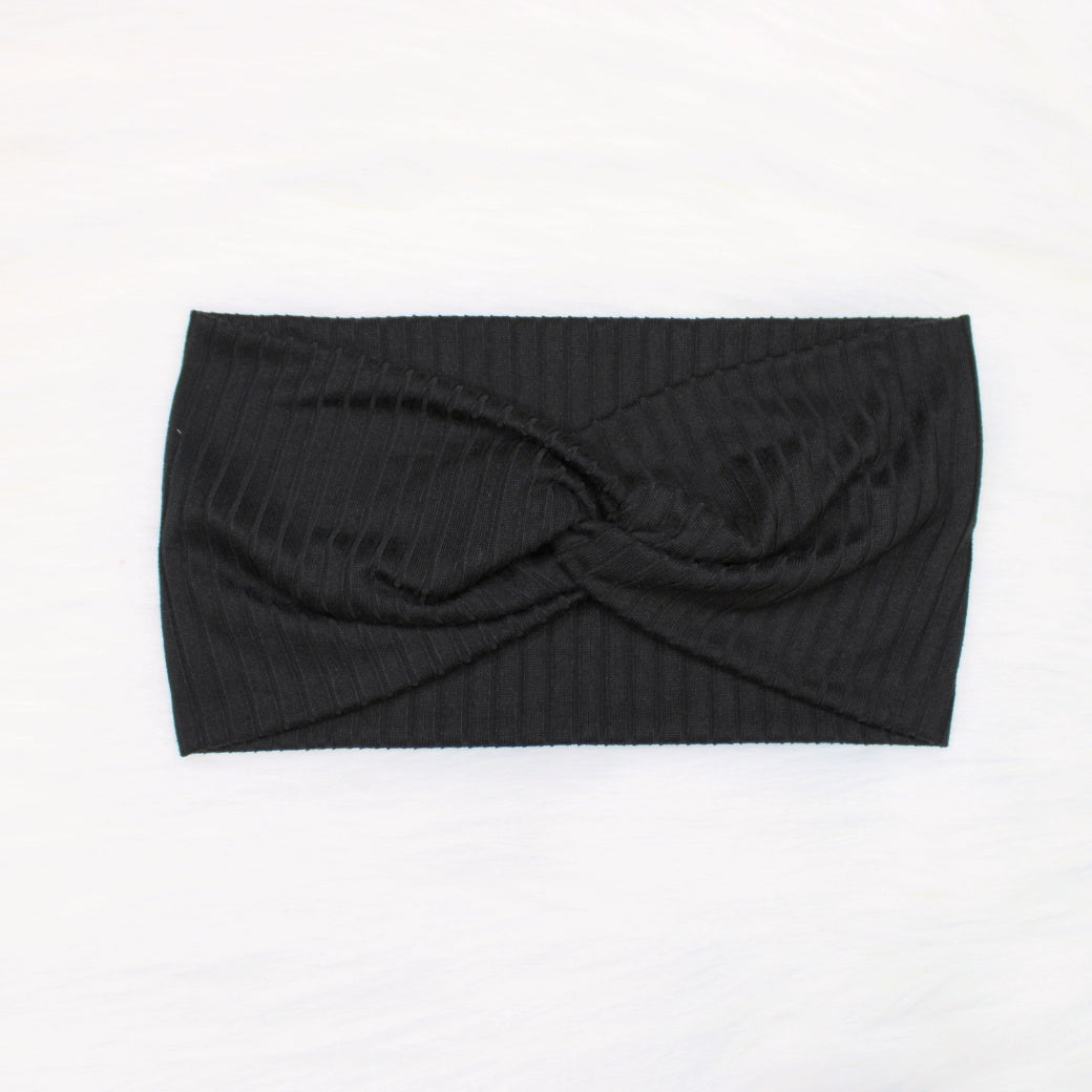 Wide Rib Knit Solid Headband, Super Soft, Black, Blush Pink