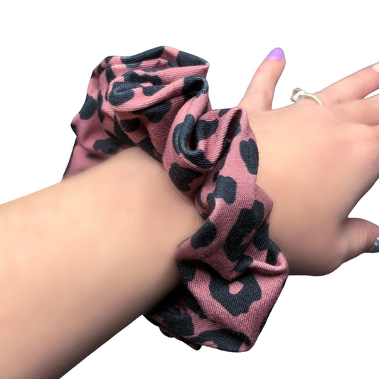 Mauve and Black Leopard Scrunchie