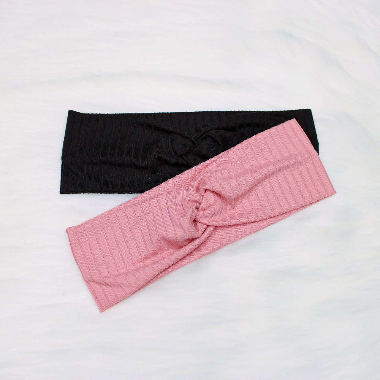 Rib Knit Solid Headband, Super Soft, Black, Blush Pink