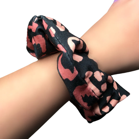 Rose Gold and Black Leopard Scrunchie