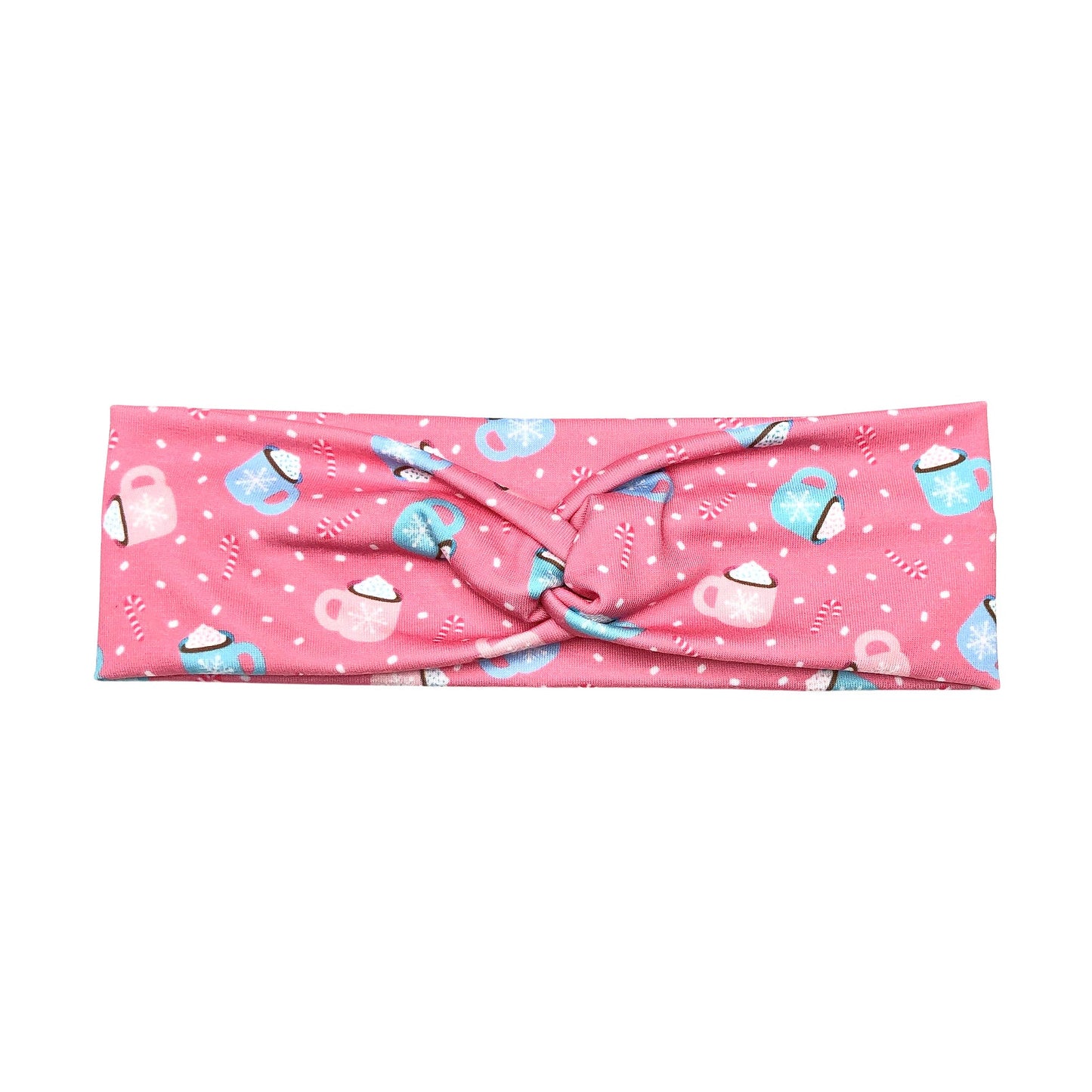 Wide Pastel Pink Winter Coffee Cups Headband