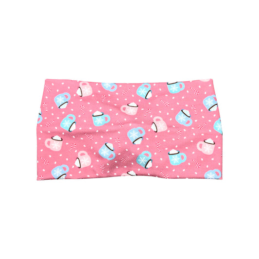 Wide Pink Winter Coffee Cups Headband