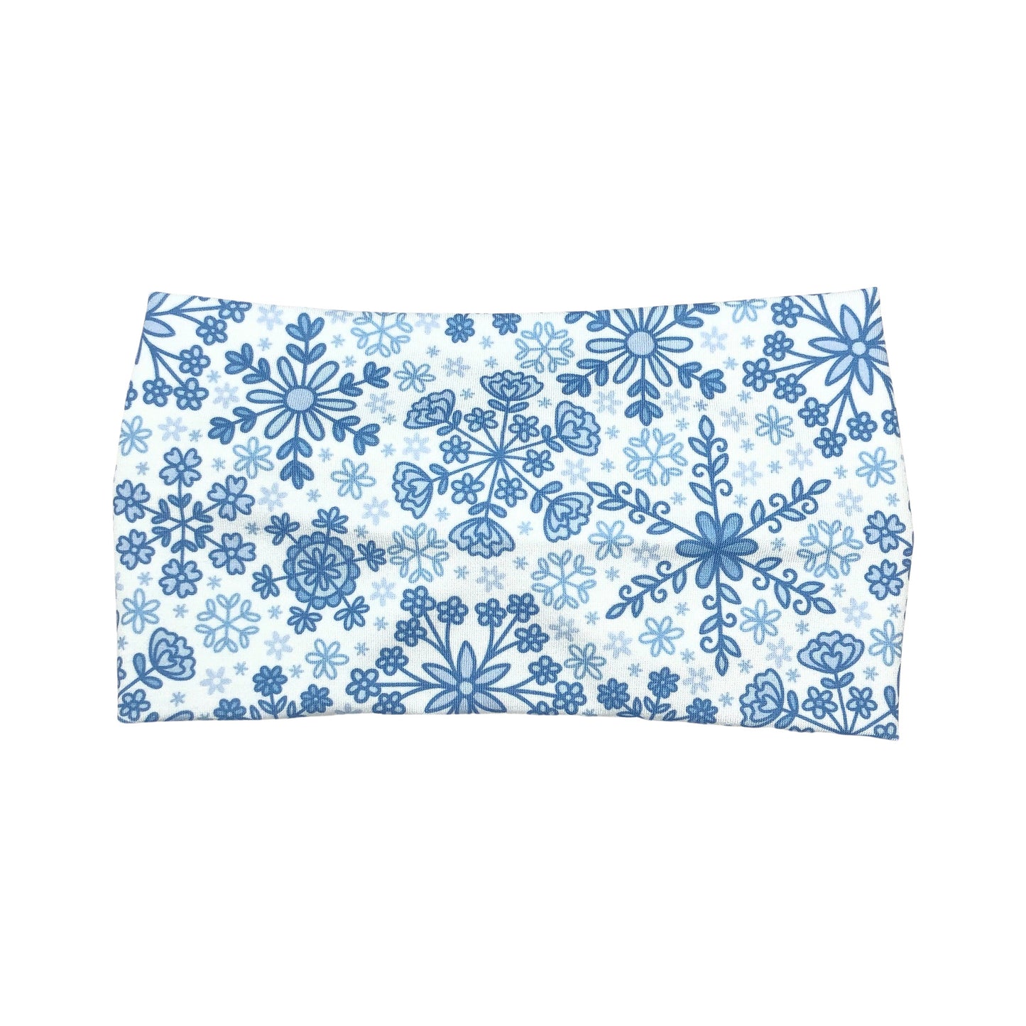 Wide Blue Winter Floral Snowflake Headband for Women