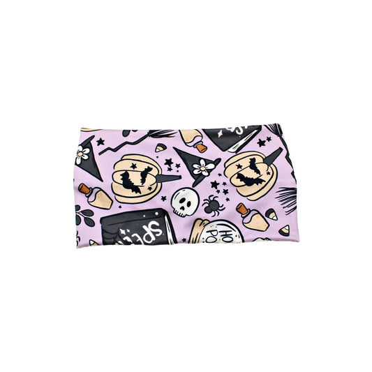 Purple Spellbooks and Brooms Halloween Headband