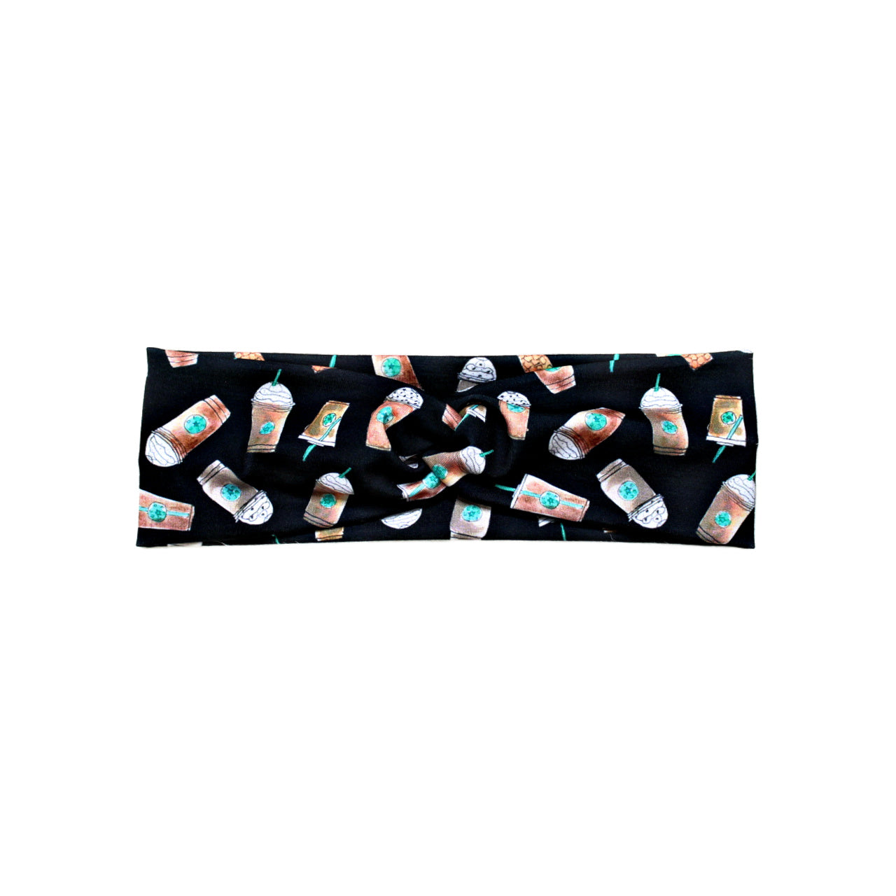 Wide Iced Coffee Print Headband for Women