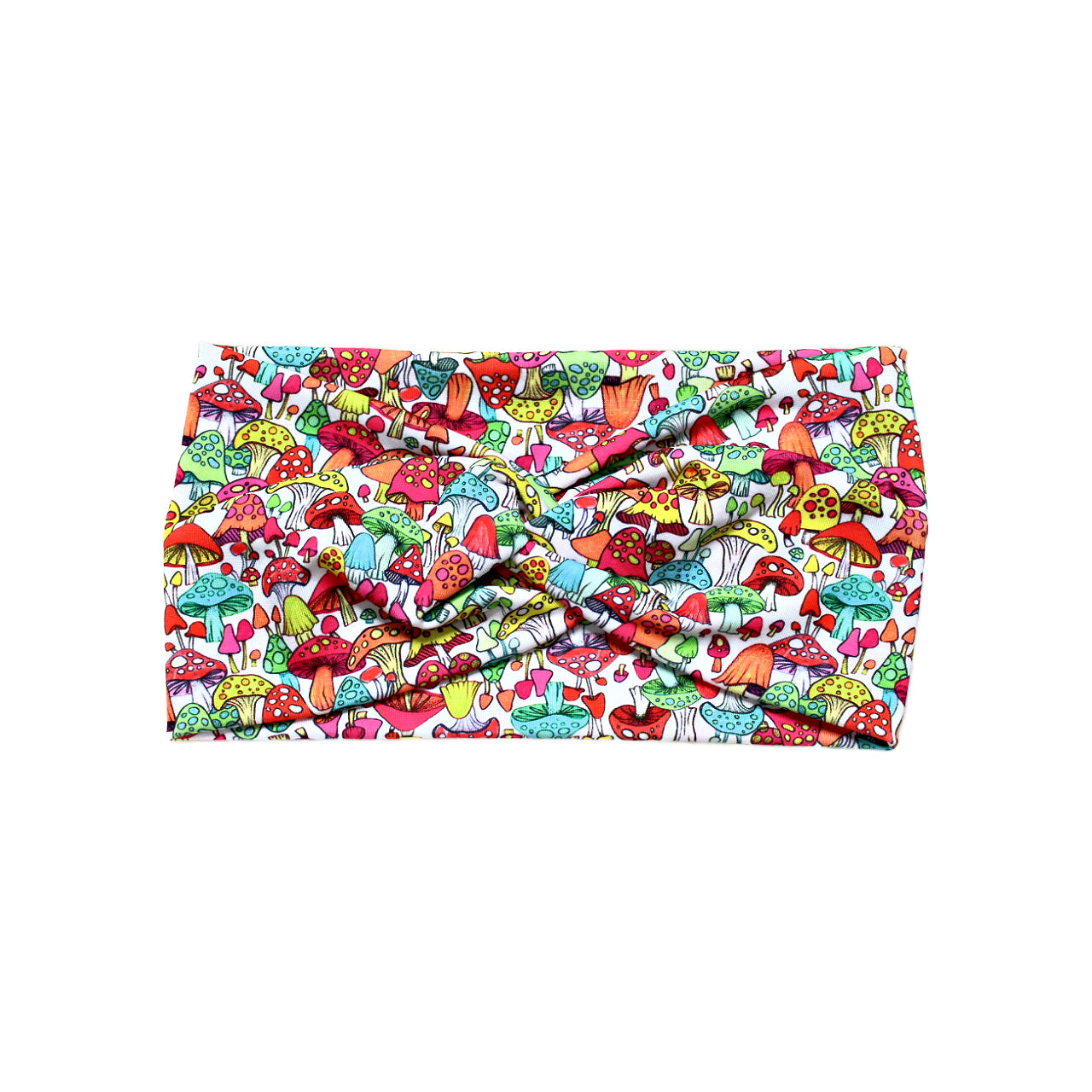 Wide Colorful Mushroom Print Headband for Women