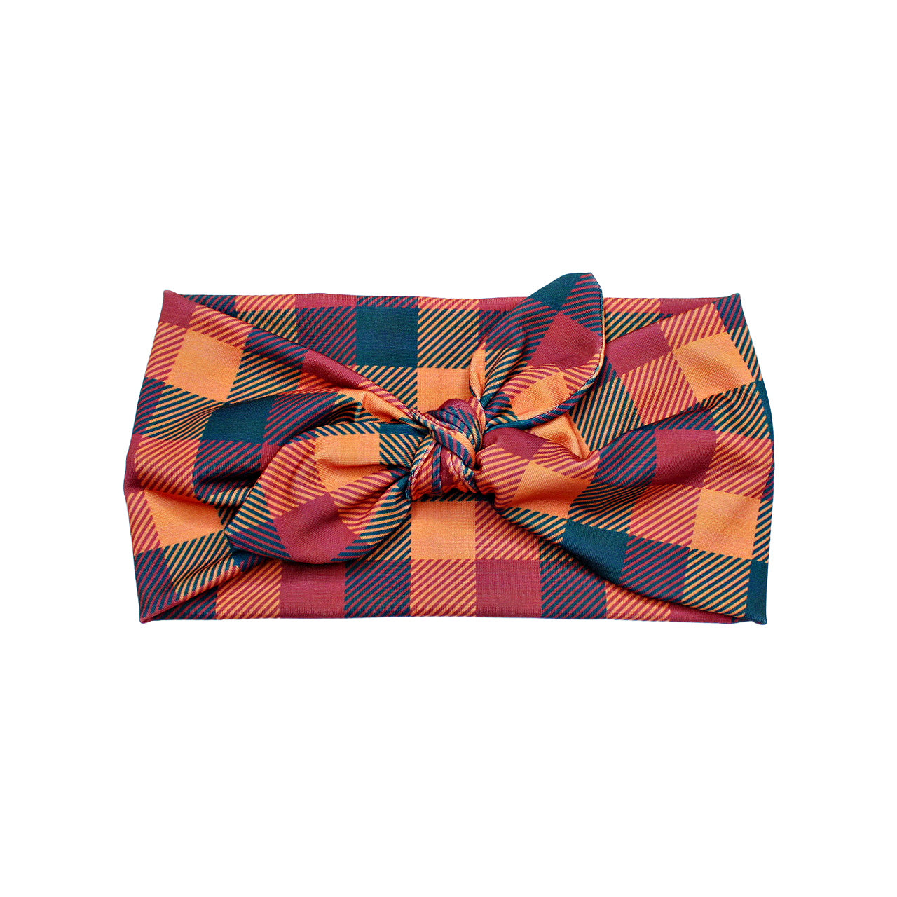 Wide Fall Buffalo Plaid Bow Headband for Women